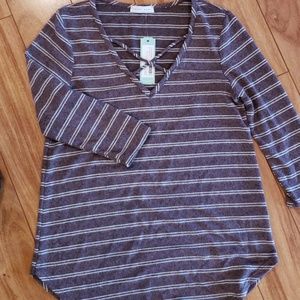 NWT V-neck Purple Striped Sweater